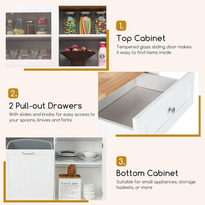 GiantexUK Tilt Out Trash Bin Cabinet, Wooden Tall Kitchen Cupboard