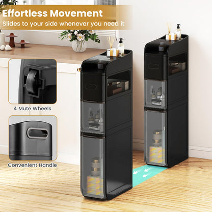 4-Tier Bathroom Storage Cabinet with 2 Drawers and Tissue Box