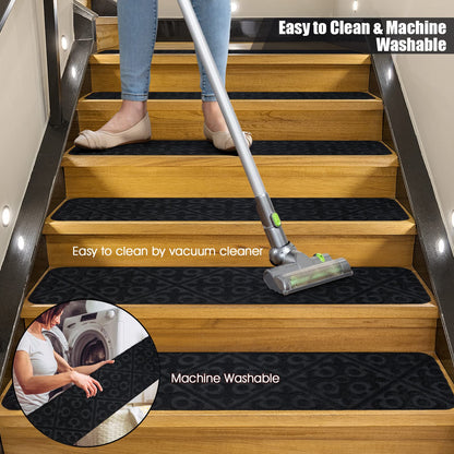 15 Pack Indoor Stair Runners Safety Rug with Reusable Adhesive