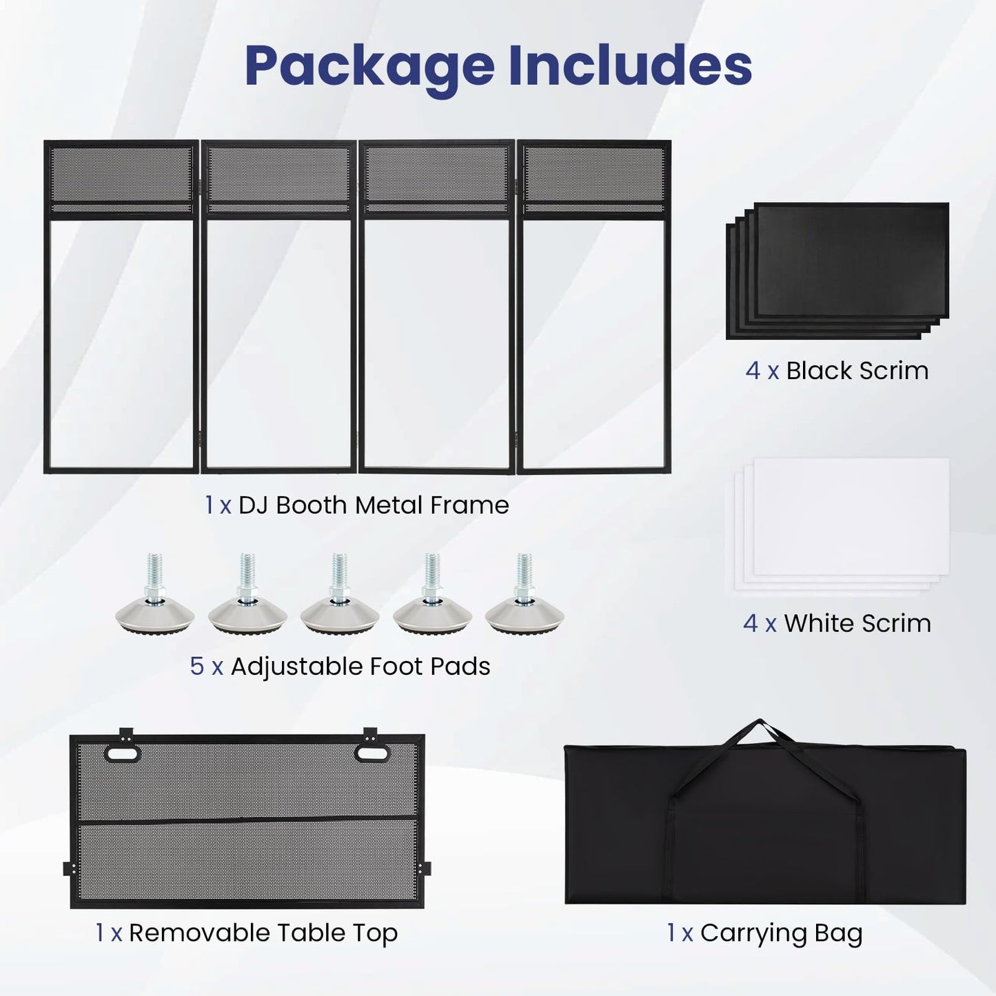 Portable DJ Booth with Black/White Scrims, Mesh Table & Carry Bag