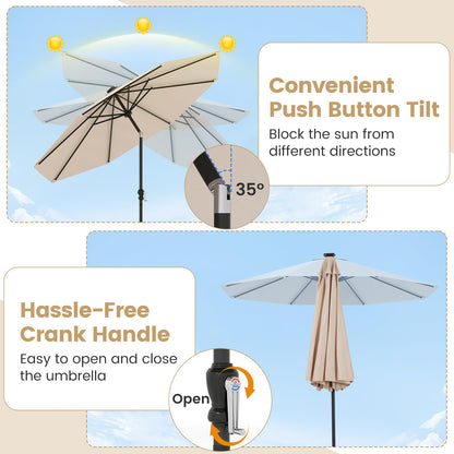 96 Solar Powered LED Lights Patio Umbrella with Tilt