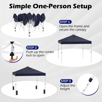 300 x 300 cm Pop up Canopy Tent 1 Person Easy Setup Gazebo Shelter with 1 Button Push