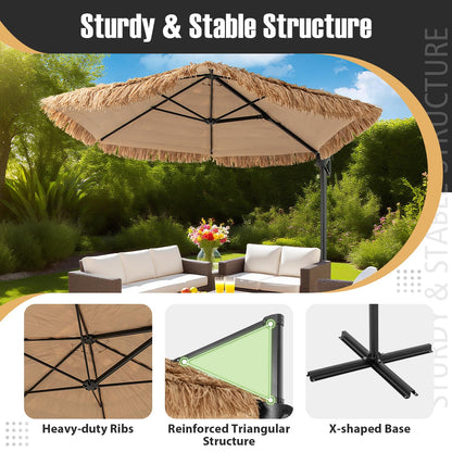 2.7m Cantilever Tiki Parasol Hawaiian Style Patio Beach Umbrella with Vented Top