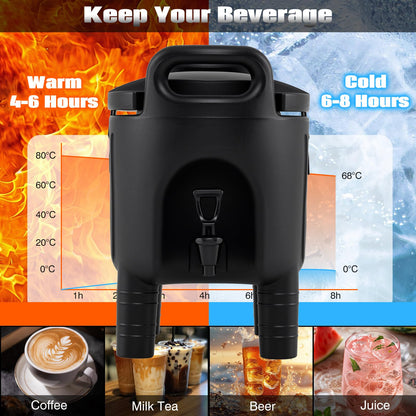7.6L/10L Insulated Beverage Dispenser, Hot & Cold Drinks Server Container with Handles