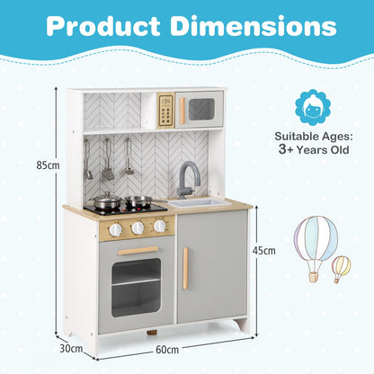 Kids Kitchen Playset with Lights and Sounds Stove Oven Sink Faucet Microwave