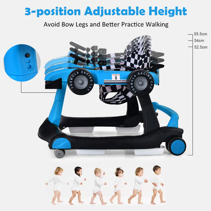 Foldable Push Along Walkers with Adjustable Height & Speed, Music, Lights