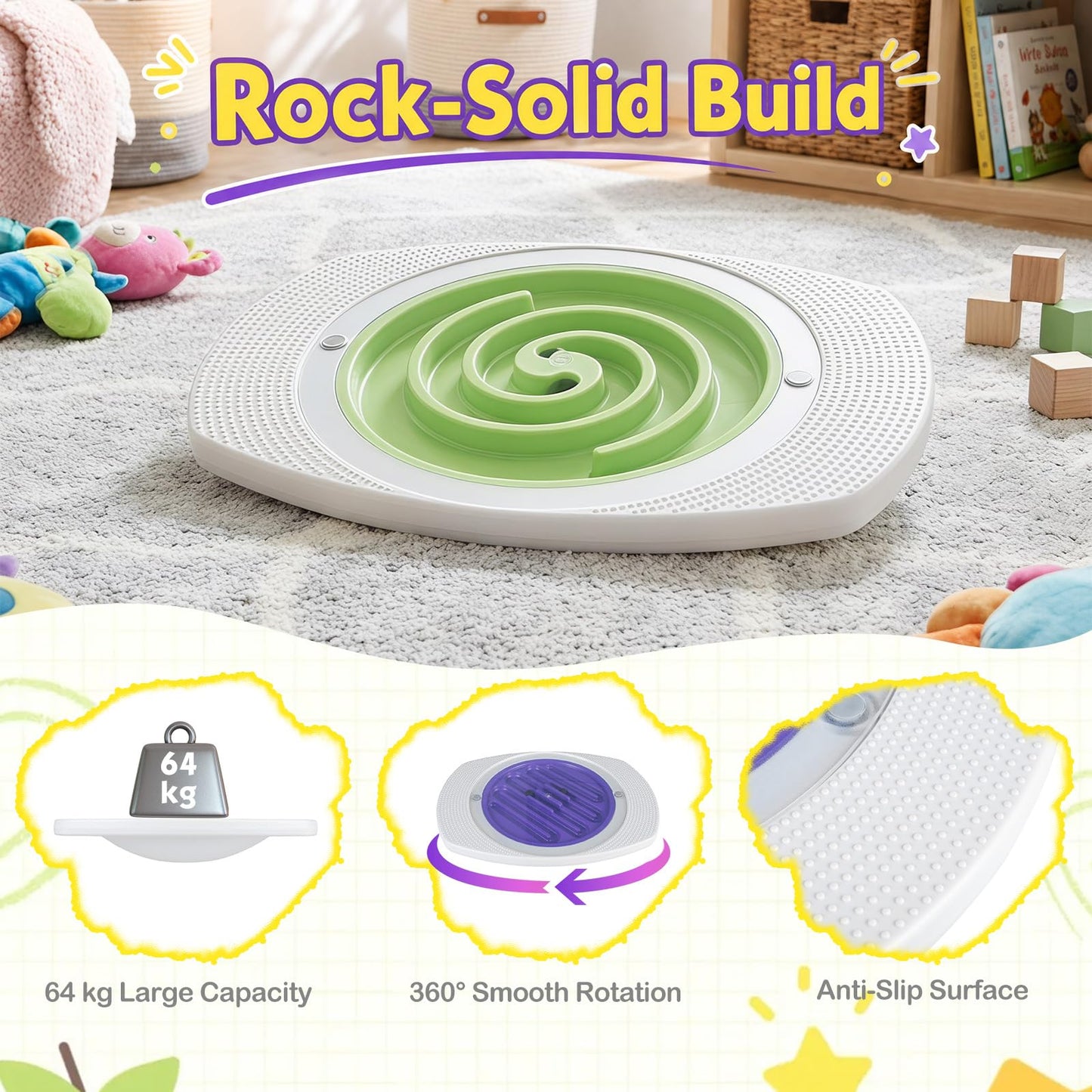 Kids Balance Board with 3 Maze Discs & 2 Balls, 2-in-1 Wobble Board