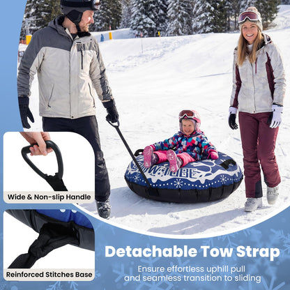 Inflatable Snow Tube, Heavy-Duty Sled Ski Tube with Handles