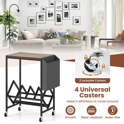 Record Player Stand, Rolling Turntable Stand End Sofa Side Table with Vinyl Shelf