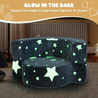 2 in 1 Glow in the Dark Sofa for Toddlers with Machine Washable Flannel Cover