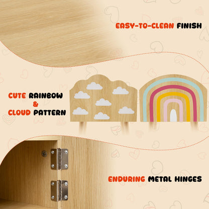 Kids Nightstand Set of 2 with Rainbow and Cloud Patterns