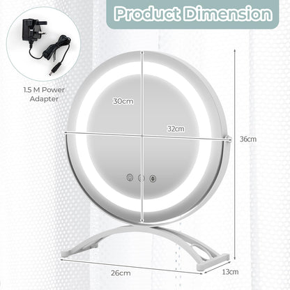 30 CM LED Lighted Round Makeup Vanity Mirror with Smart Touch Control