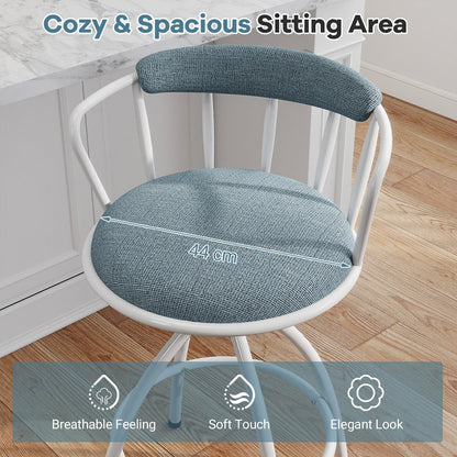 Counter Height Swivel Bar Stools Set of 2 Upholstered Barsools with Backrest