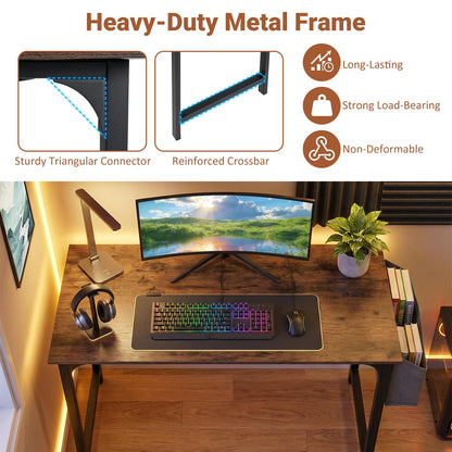 100 CM Computer Desk with Storage Bag and Hanging Hook