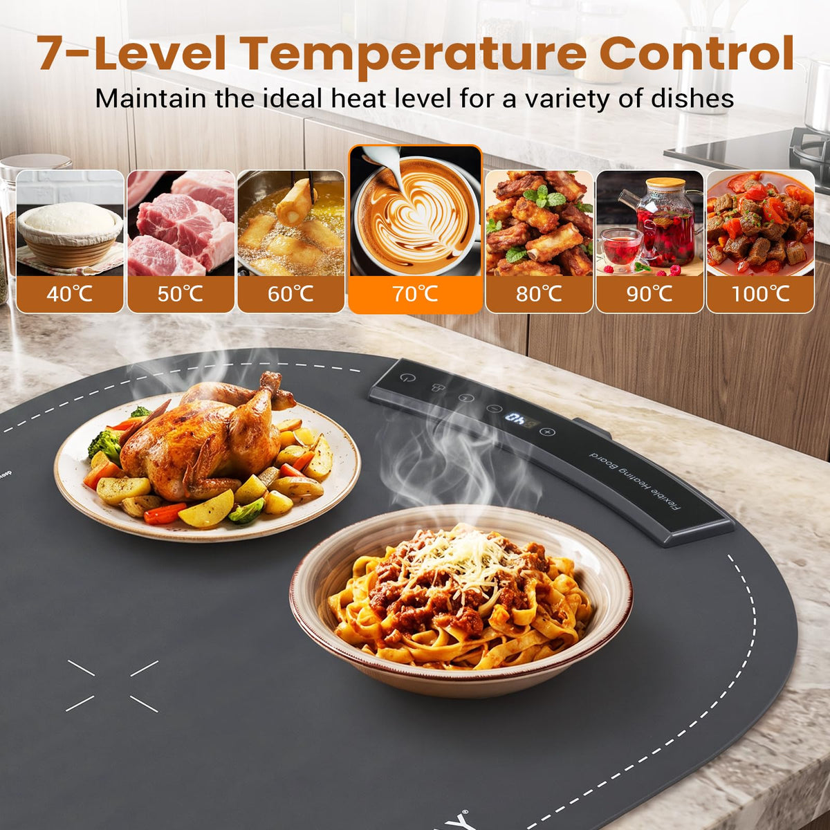 Electric Food Warming Mat, Roll-Up Buffet Warmer 7 Heat