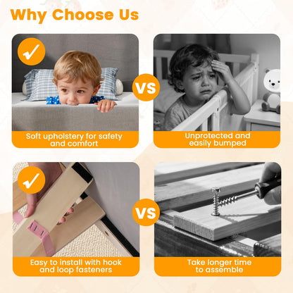 Kids Bed Frame, Soft Velvet Fabric Upholstered Children Floor Bed