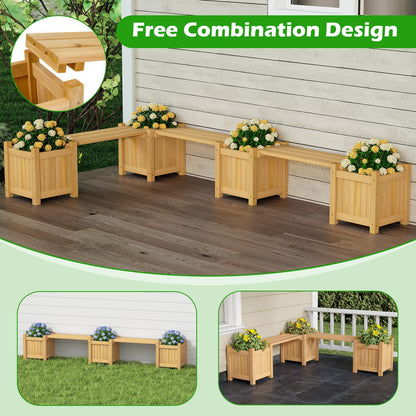 3-in-1 Wooden Planter, Raised Garden Bed, Teak Oil Finish Outdoor Flower Box