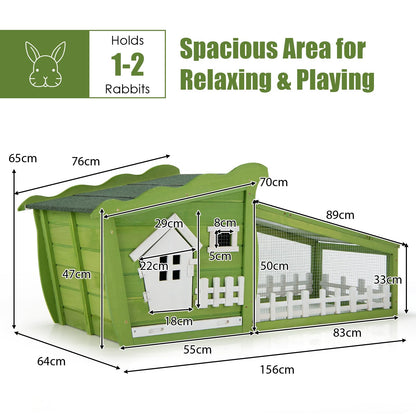 Outdoor Wooden Rabbit Hutch with Asphalt Roof
