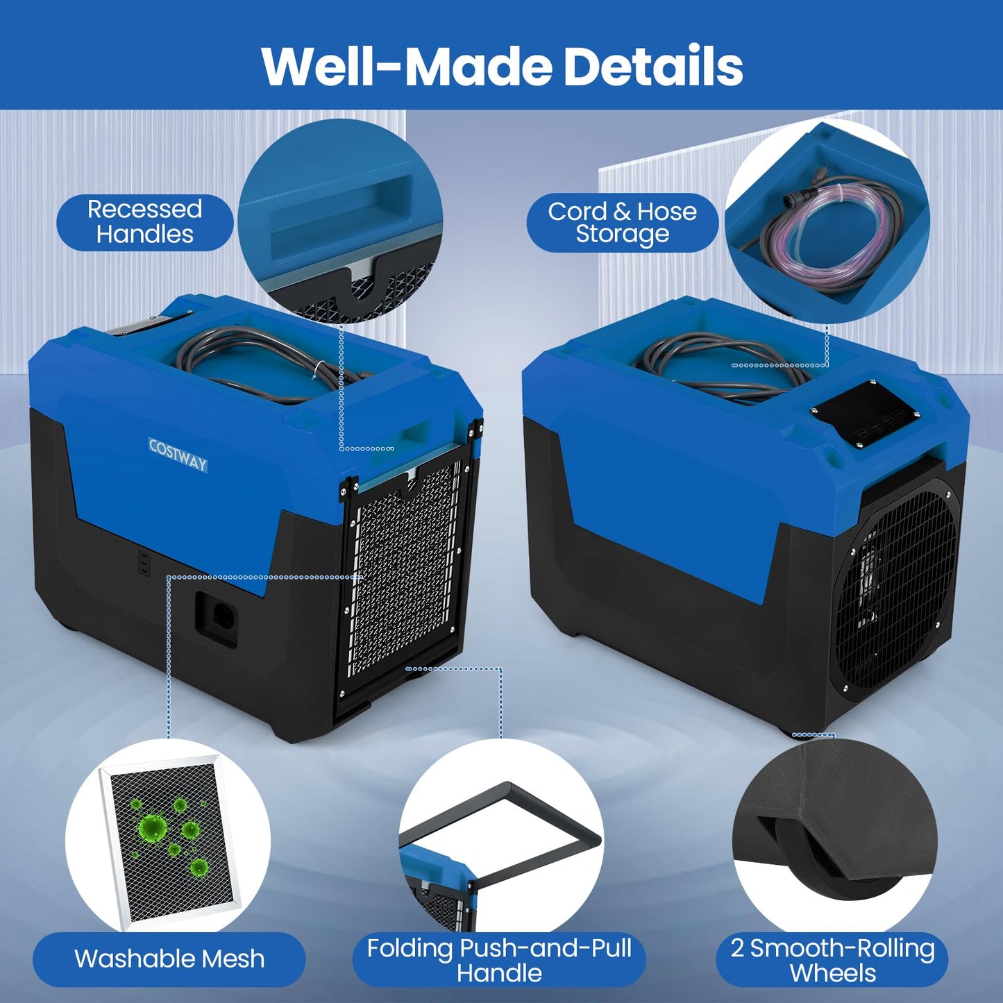 60L/Day Commercial Dehumidifier, Industrial Air Dehumidifiers Building Dryer