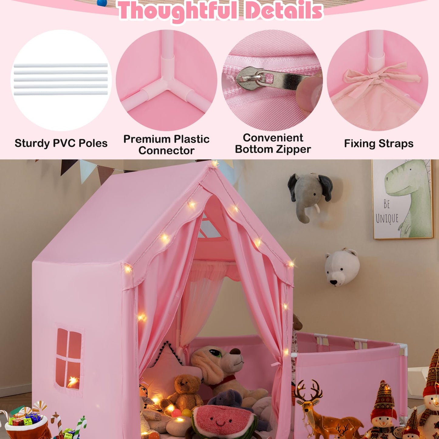 2-in-1 Kids Play Tent with Playpen and Washable Cotton Mat