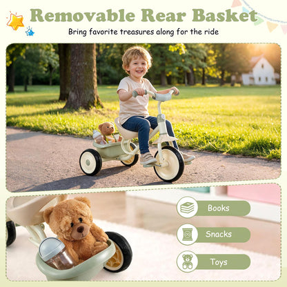 Kids Tricycle, Toddler Trike with Removable Storage Basket