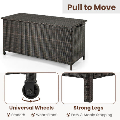 320L Waterproof Rattan Deck Box with Zippered Liner
