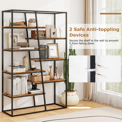 7 Tier Industrial Etagere Bookcase with Heavy duty Metal Frame