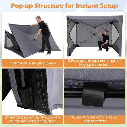Pop Up Screened Gazebo, 4/6-Sided Instant Camping Shelter Tent with Bug-Proof Mesh Sidewalls