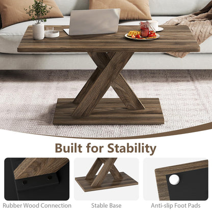 Farmhouse Coffee Table, Rectangle Cocktail Center Table Unit