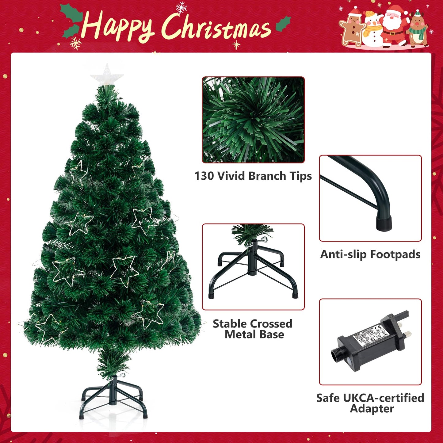 Optical Fiber Christmas Tree Pre-Lit Artificial Xmas Tree