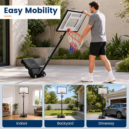 10FT Portable Basketball Hoop and Stand with Wheels