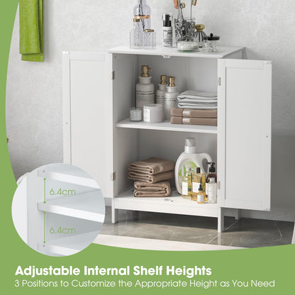 Double Door Bathroom Floor Cabinet with Shelf