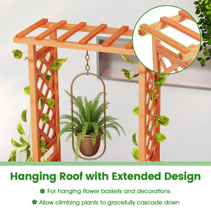 78x36x152cm Garden Planter with Trellis Hanging Roof and Drainage Holes