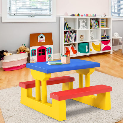 Kids Picnic Table with Removable Umbrella for Girls Boys