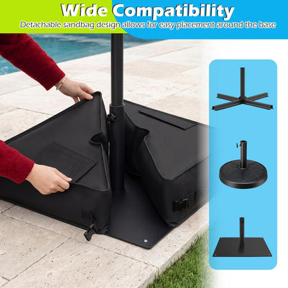 Parasol Base Weight Bag, 40KG Sand Fillable Umbrella Stand with 900D Oxford Sandbags