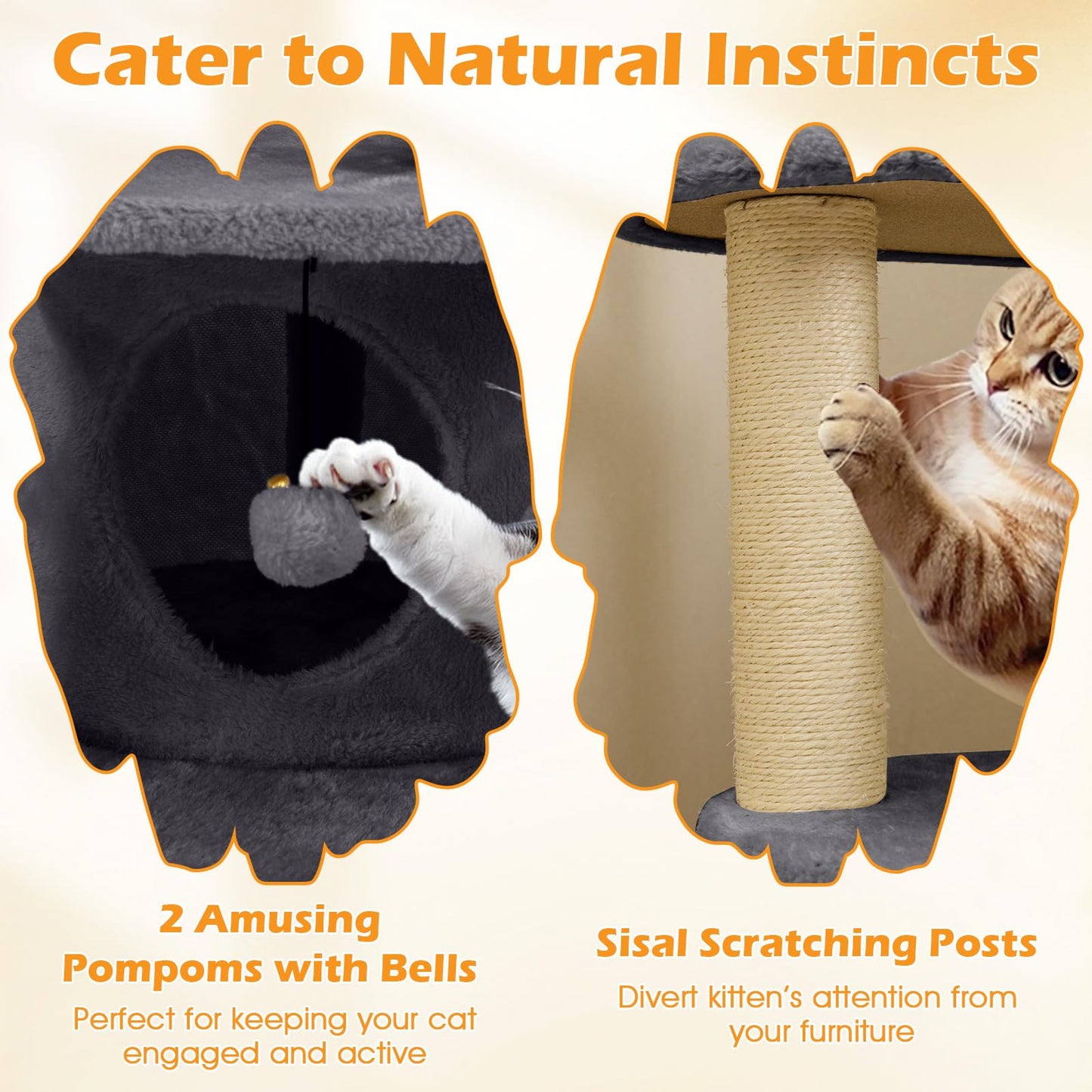 Multilevel Cat Climbing Tower with Condo Sisal Scratching Posts