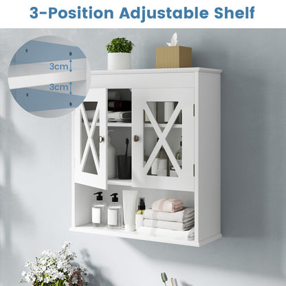 Wall Mounted Bathroom Cabinet with with 2 Acrylic Doors Medicine Cabinet