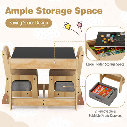 3-Piece Wooden Toddler Furniture Set with Removable Tabletop