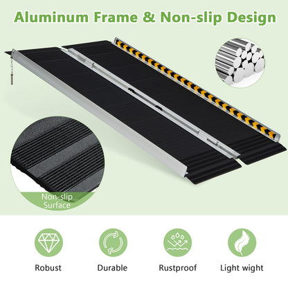 Portable Aluminum Wheelchair Ramp with Transition Plate