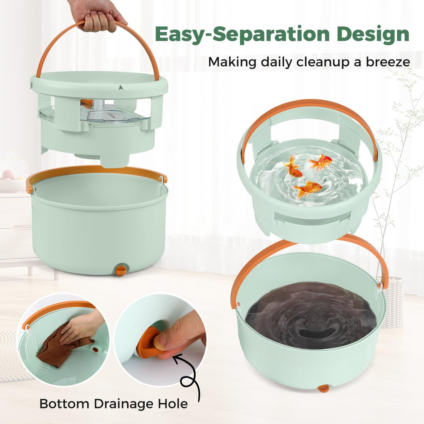 Flat Floor Mop and Bucket System with Washable Microfiber Pads