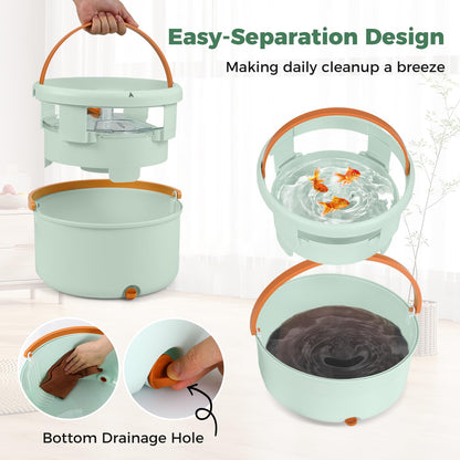 Flat Floor Mop and Bucket System with Washable Microfiber Pads