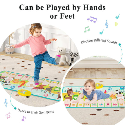 Kids Musical Animal Farm Mat with 10 Piano Keys and 10 Built-in Songs