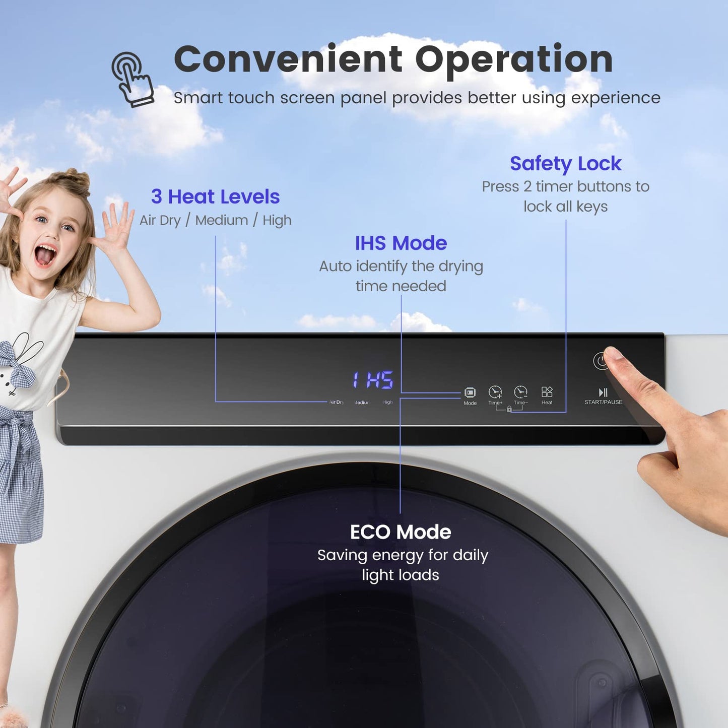 4KG Compact Dryer with Stainless Steel Tub and Multi-layer Filtration