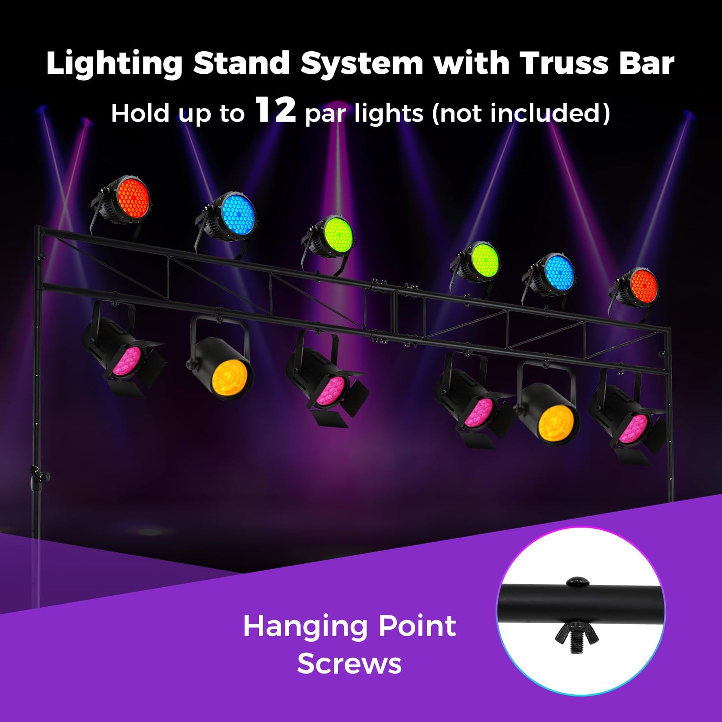 Lighting Truss System, 11-Level Height Adjustable Lighting Stand with 2 Folding Tripods