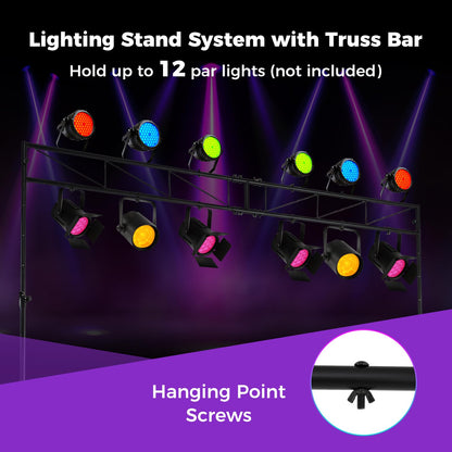 Lighting Truss System, 11-Level Height Adjustable Lighting Stand with 2 Folding Tripods