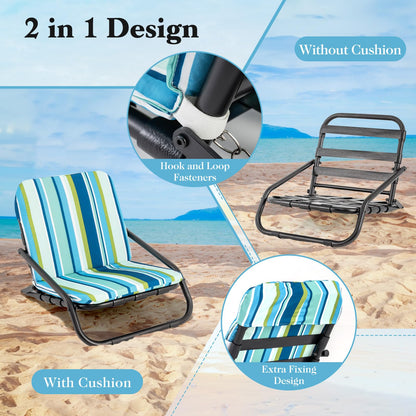 2 Pack Lightweight Folding Camping Chairs with Cushion