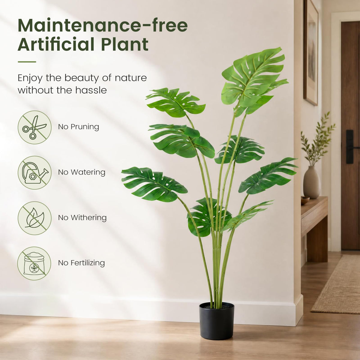 120 cm Artificial Monstera Deliciosa Plant in Pot