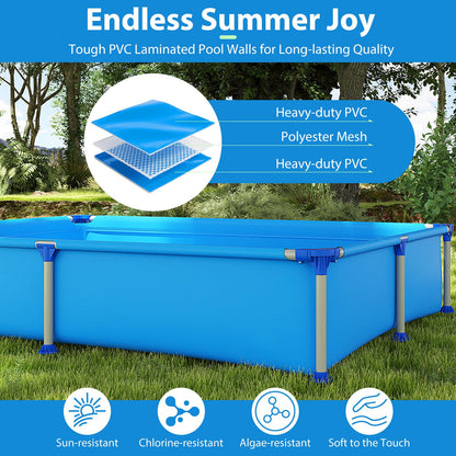 Above Ground Swimming Pool Outdoor Rectangular Pool for Kids above 3 with Metal Frame