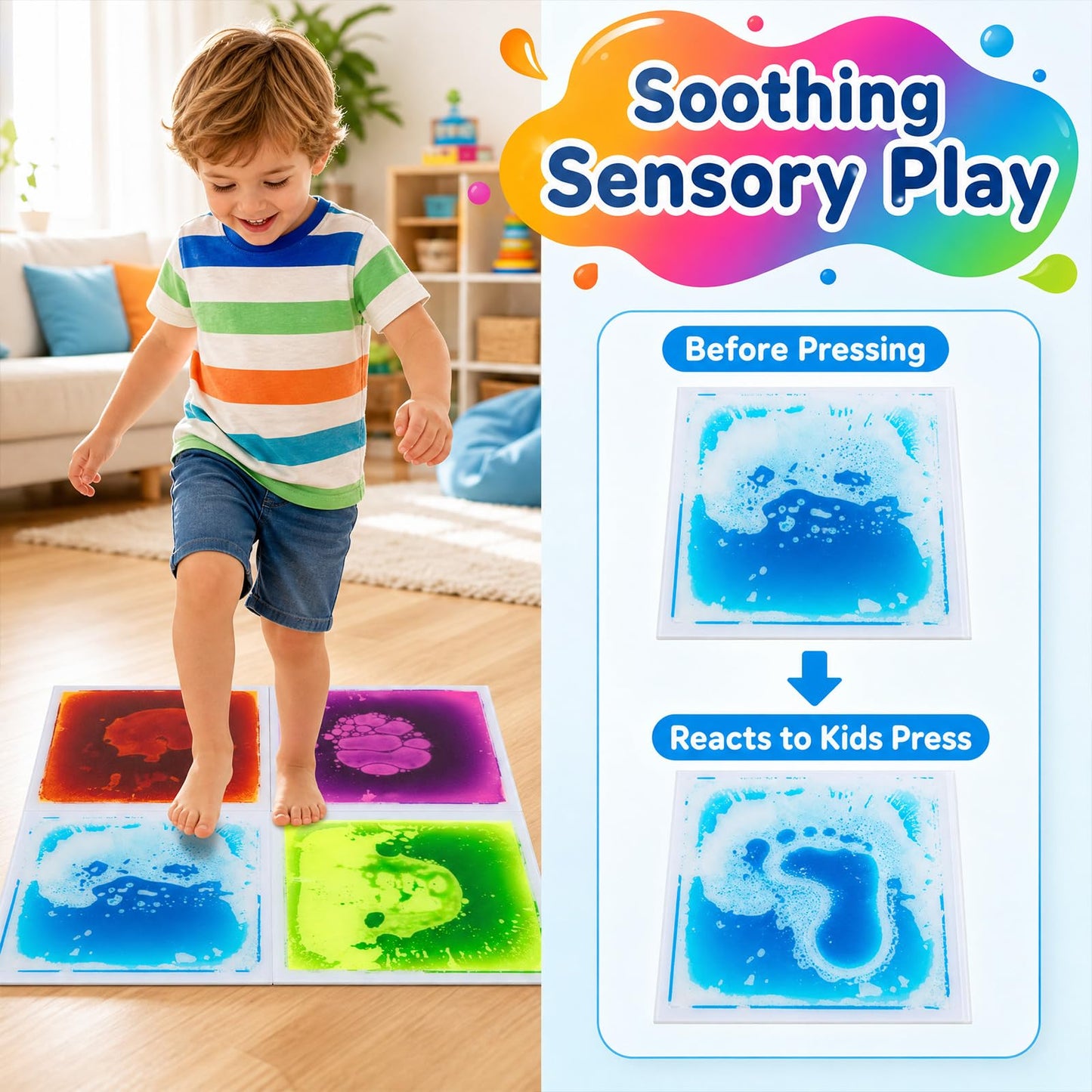 Glow-in-the-Dark Liquid Sensory Floor Tiles for Toddlers