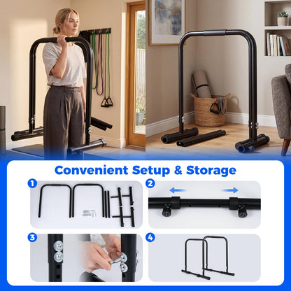 Dip Bar Station, Adjustable Pull Up Bars, 300KG Capacity